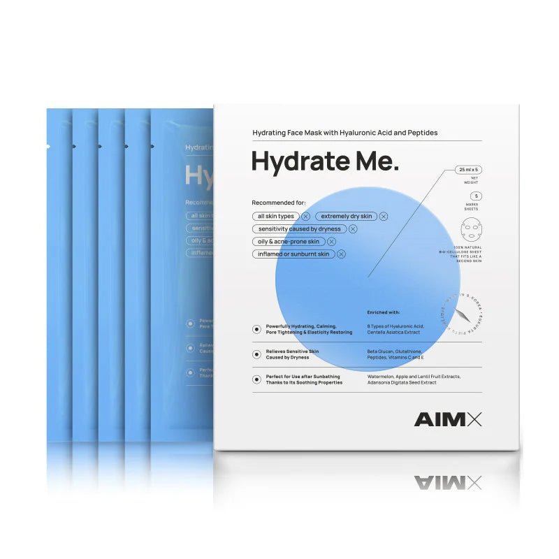 1 Greito poveikio giliai drėkinanti veido kaukė su peptidais AIMX „Hydrate Me“ - DayGlowDayGlowDayGlow