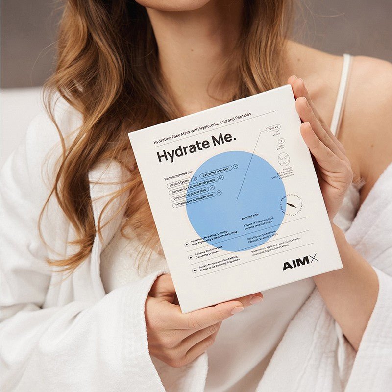 1 Greito poveikio giliai drėkinanti veido kaukė su peptidais AIMX „Hydrate Me“ - DayGlowDayGlowDayGlow
