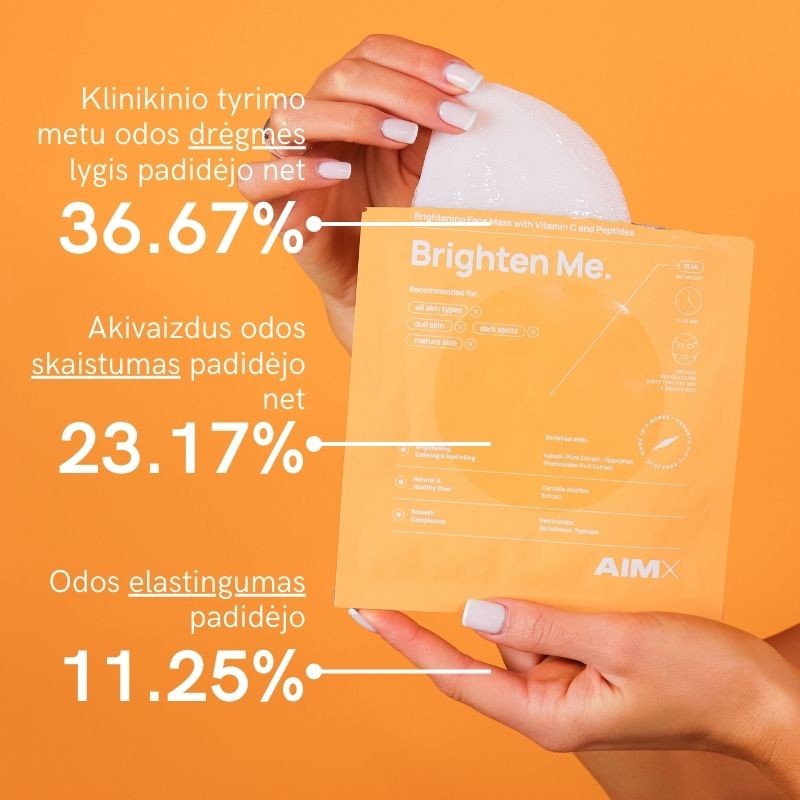 1vnt Greito poveikio skaistinanti veido kaukė su vitaminu C AIMX „Brighten Me“