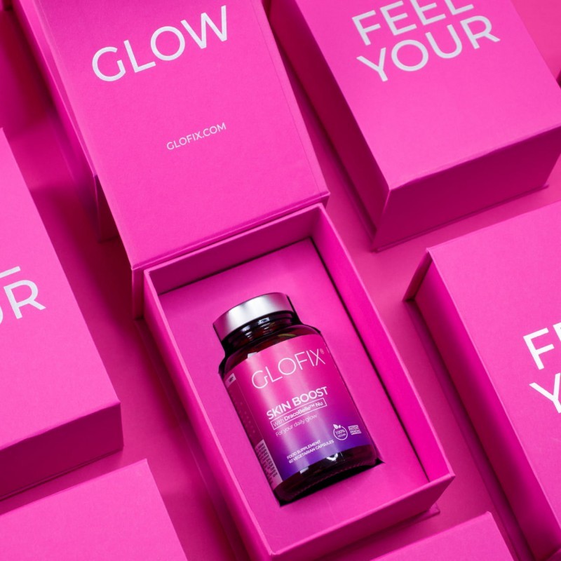 Maisto papildas DĖŽUTĖJE GLOFIX® vitaminai, mineralai, antioksidantai odai ir plaukams „SKIN BOOST“ (1 mėnesio kursas)